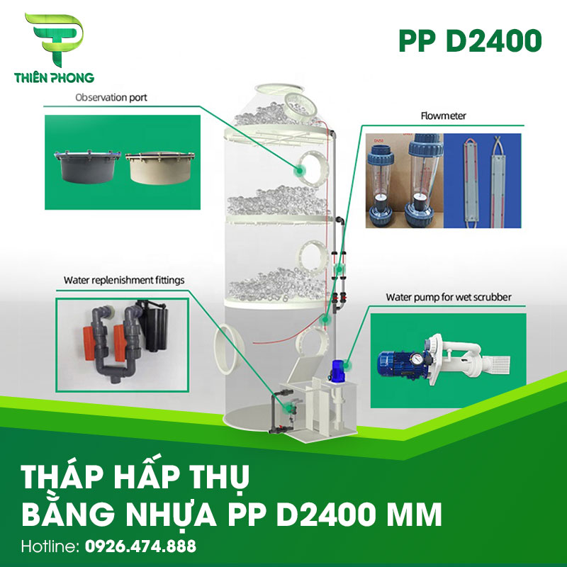 Tháp Hấp Thụ Bằng Nhựa PP D2400 24 thap hap thu bang nhua pp d2400 3